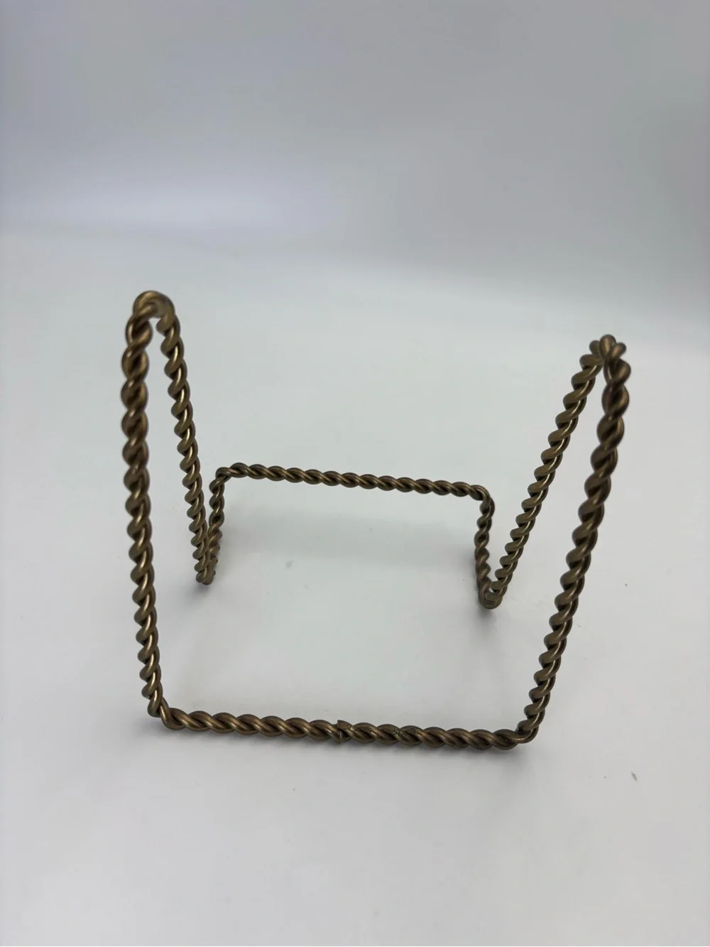 Vintage Sturdy Twisted Metal Display Stand - Brass Colored Finish